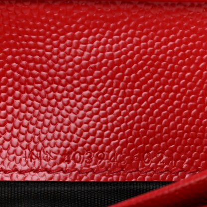 Saint Laurent Grain De Poudre Matelasse Chevron Monogram Compact Tri Fold Wallet Red 7 of 14