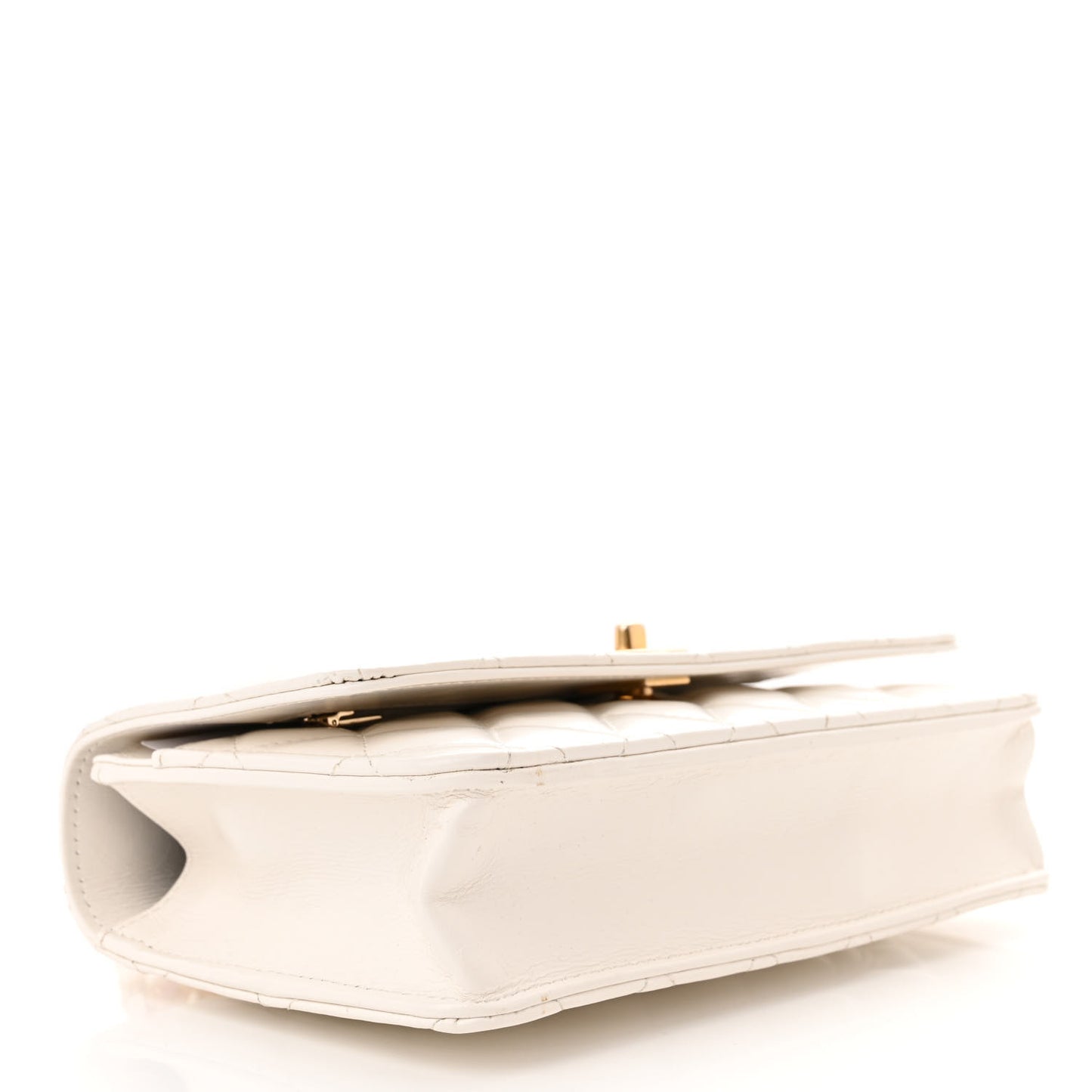 Shiny Calfskin Quilted Multicolor Top Handle Wallet On Chain WOC White