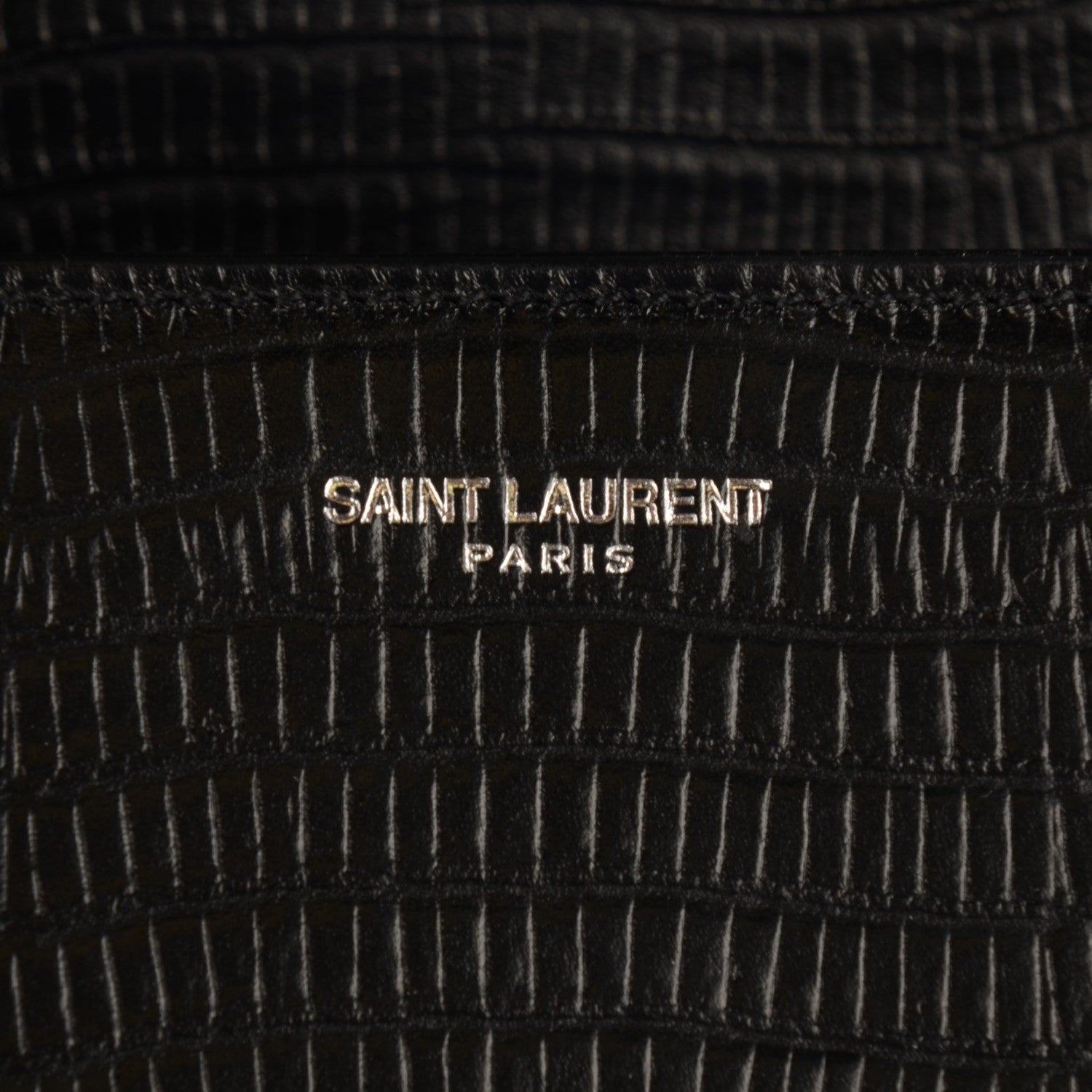 Saint Laurent Lizard Calfskin Embossed Classic Small Monogram Universite Bag Black 5 of 9