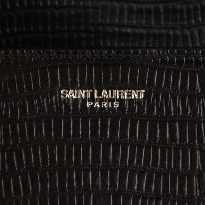Saint Laurent Lizard Calfskin Embossed Classic Small Monogram Universite Bag Black 5 of 9