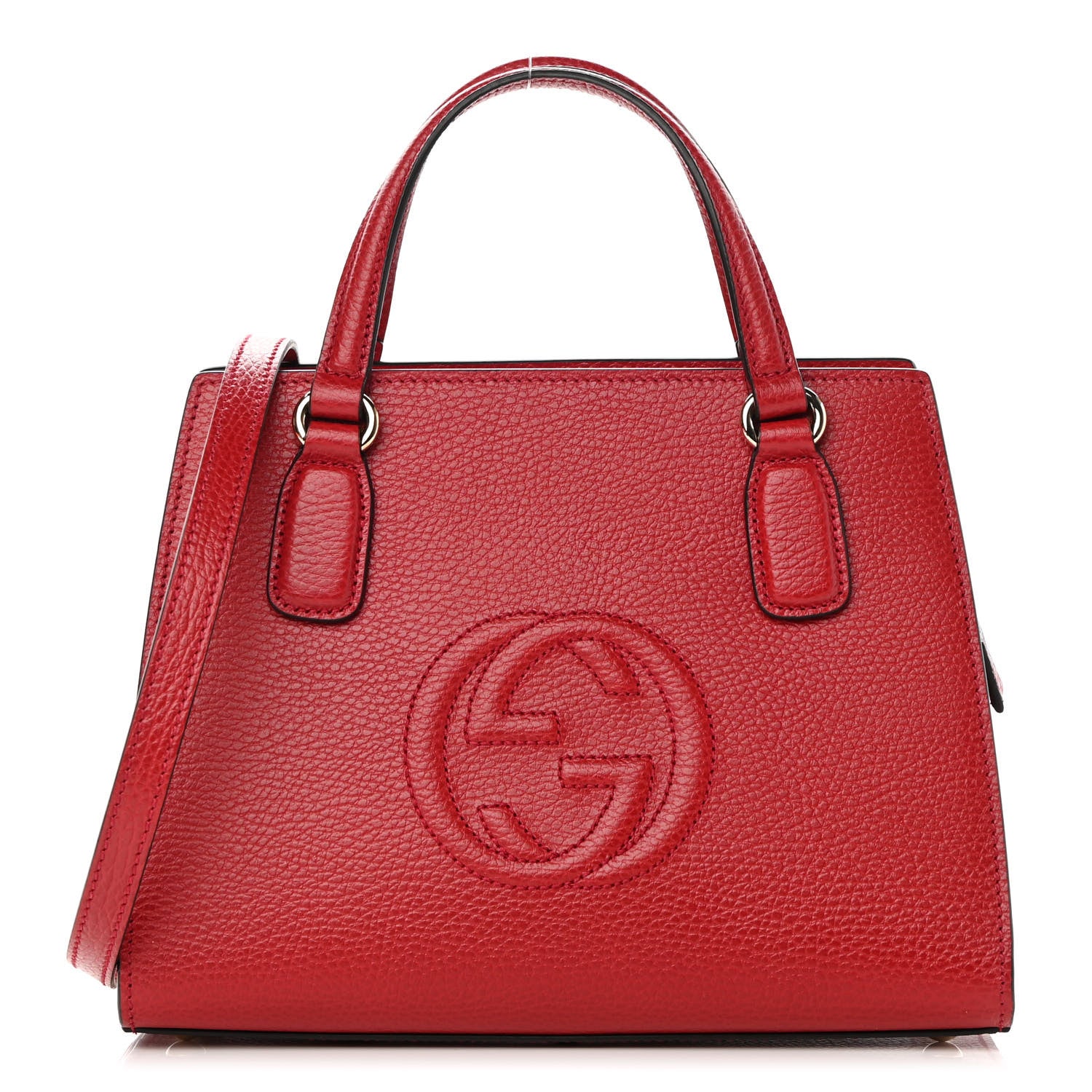 Gucci Dollar Calfskin Medium Soho Top Handle Satchel Hibiscus Red 1 of 10