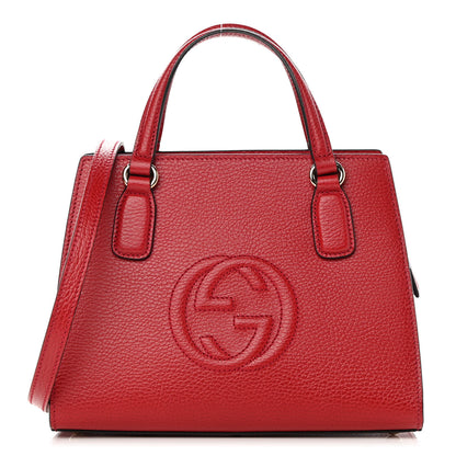 Gucci Dollar Calfskin Medium Soho Top Handle Satchel Hibiscus Red 1 of 10
