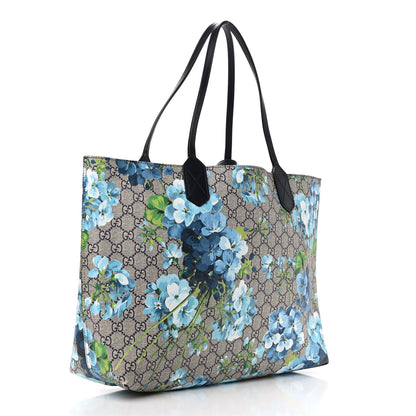 Gucci GG Supreme Monogram Blooms Medium Reversible Tote Beige Blue Navy 5 of 17