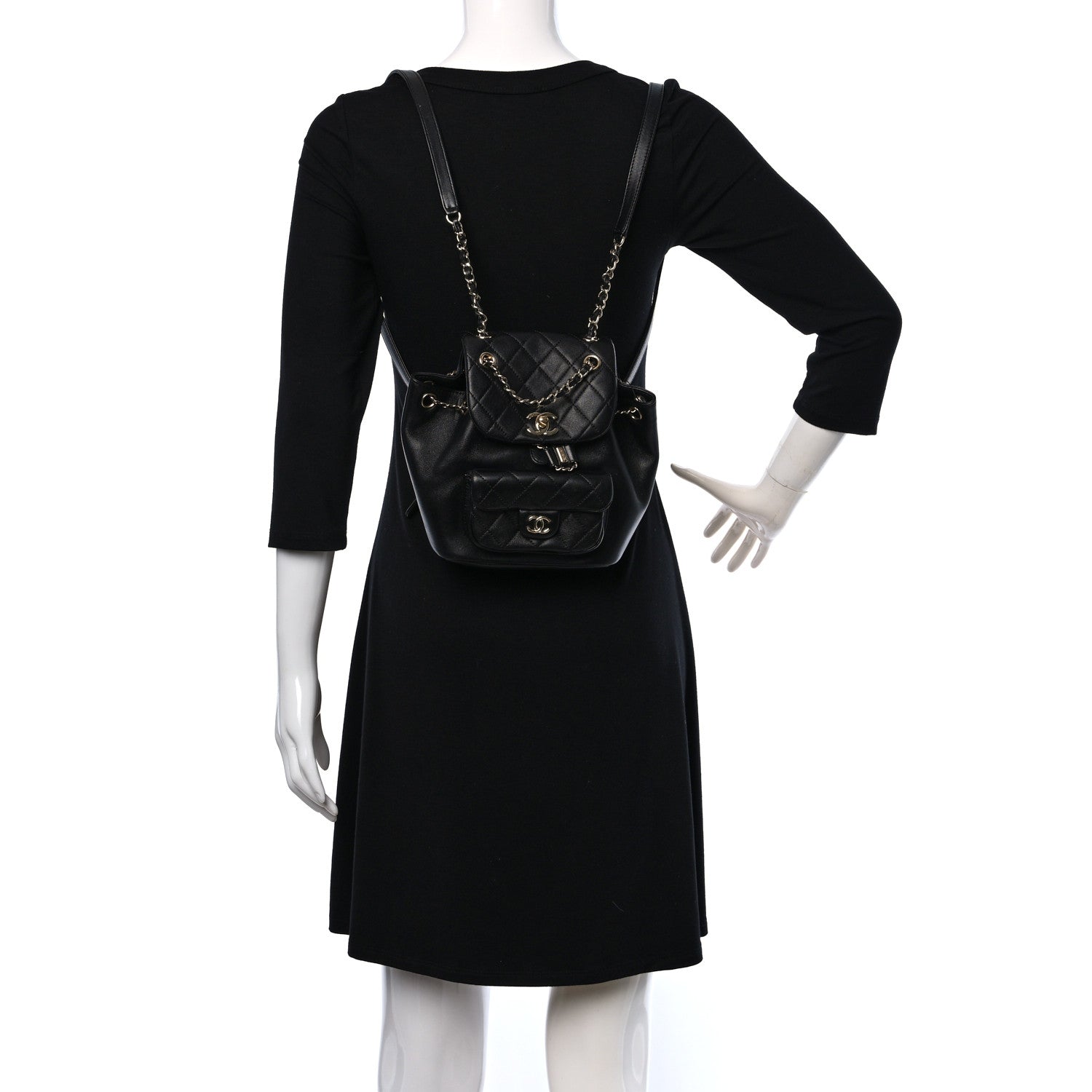 Chanel Lambskin Quilted Small Duma Drawstring Backpack Black 2 of 10