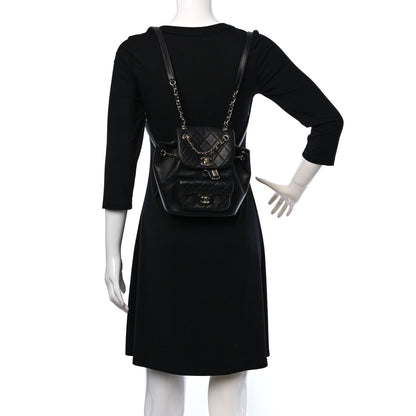 Chanel Lambskin Quilted Small Duma Drawstring Backpack Black 2 of 10