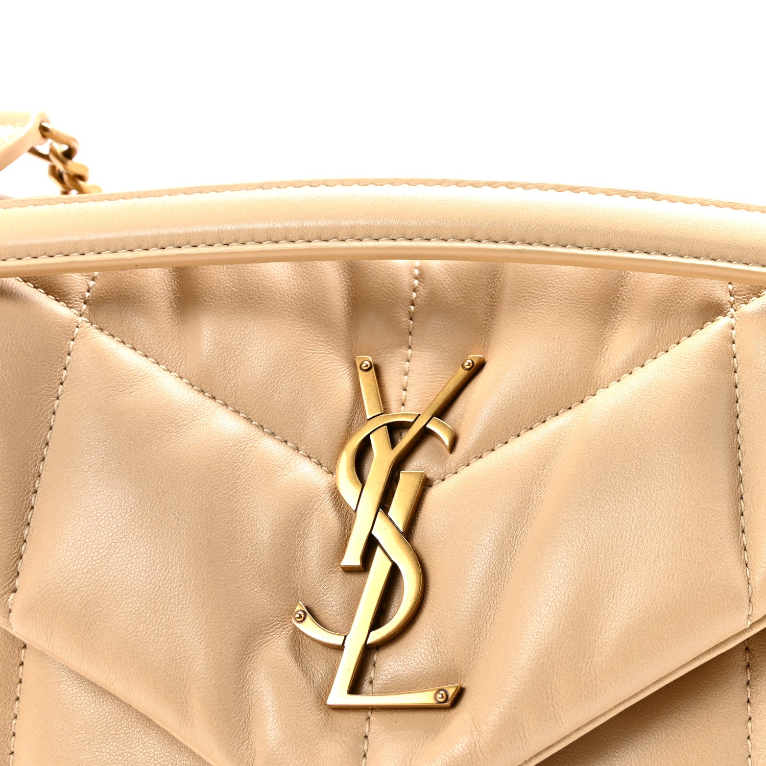 Saint Laurent Lambskin Quilted Small Loulou Puffer Monogram Chain Satchel Avorio 7 of 9