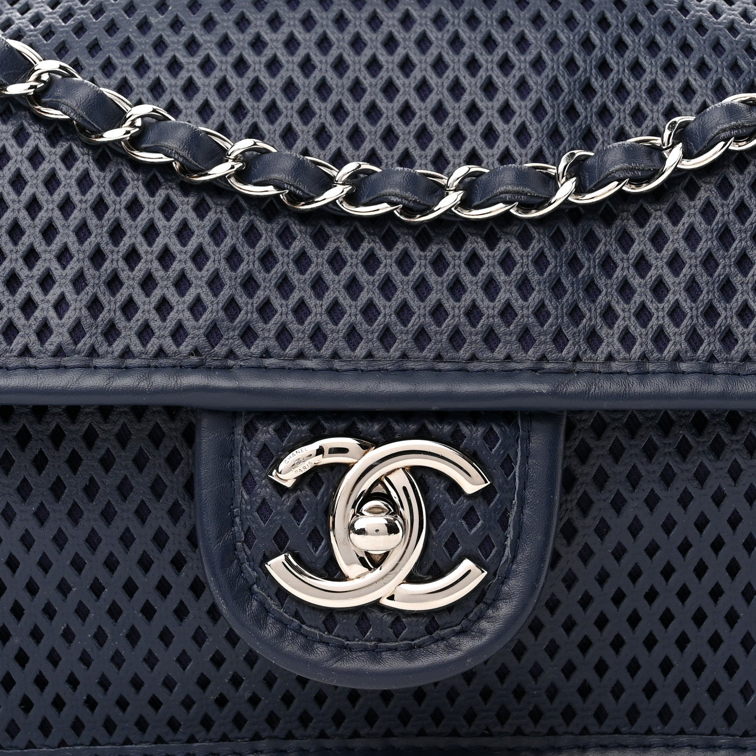 Chanel Perforated Calfskin Large Up In The Air Flap Dark Blue 9 of 15