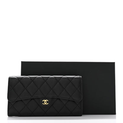 Chanel Lambskin Quilted Large Gusset Flap Wallet Black 9 of 9