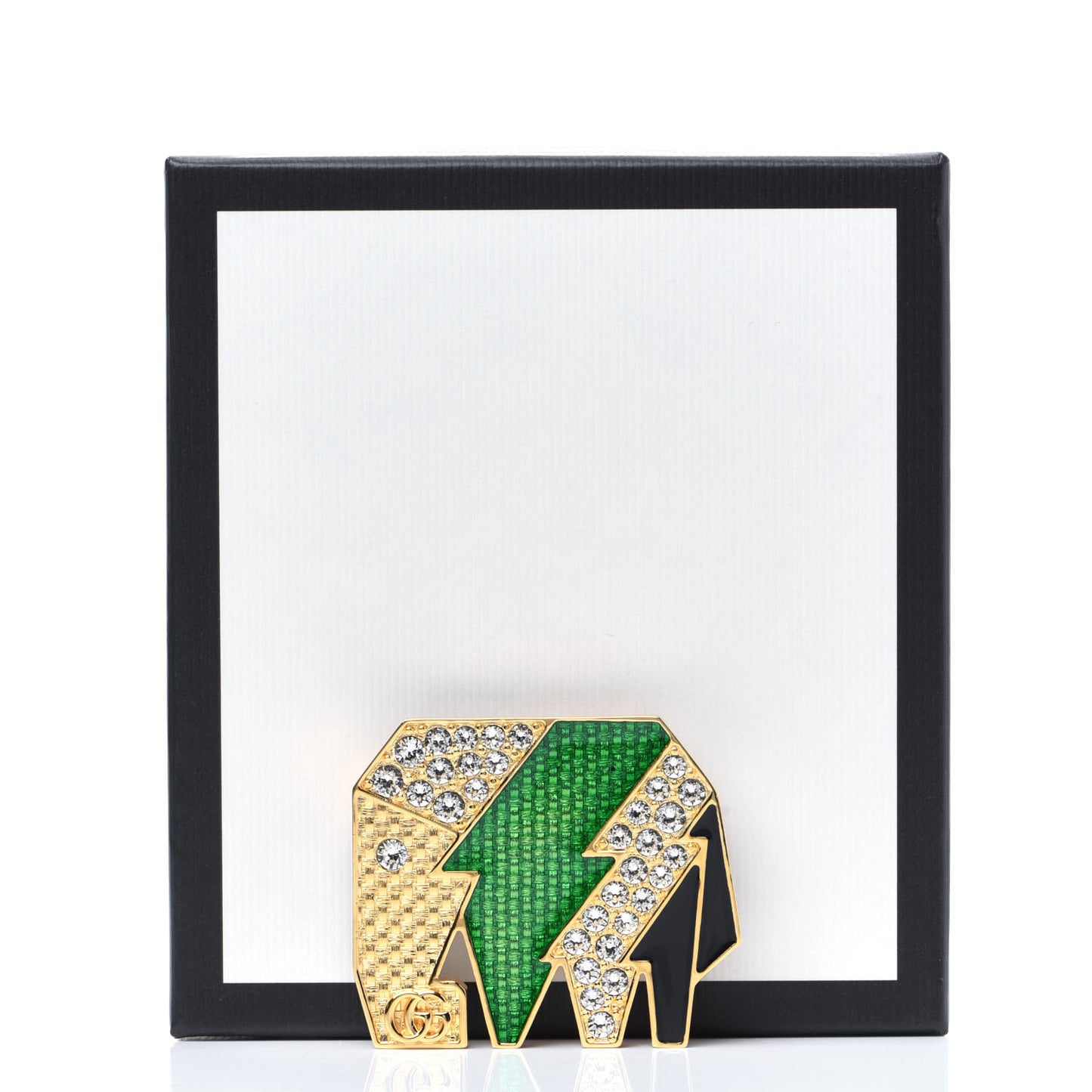 Crystal Elephant Brooch Green