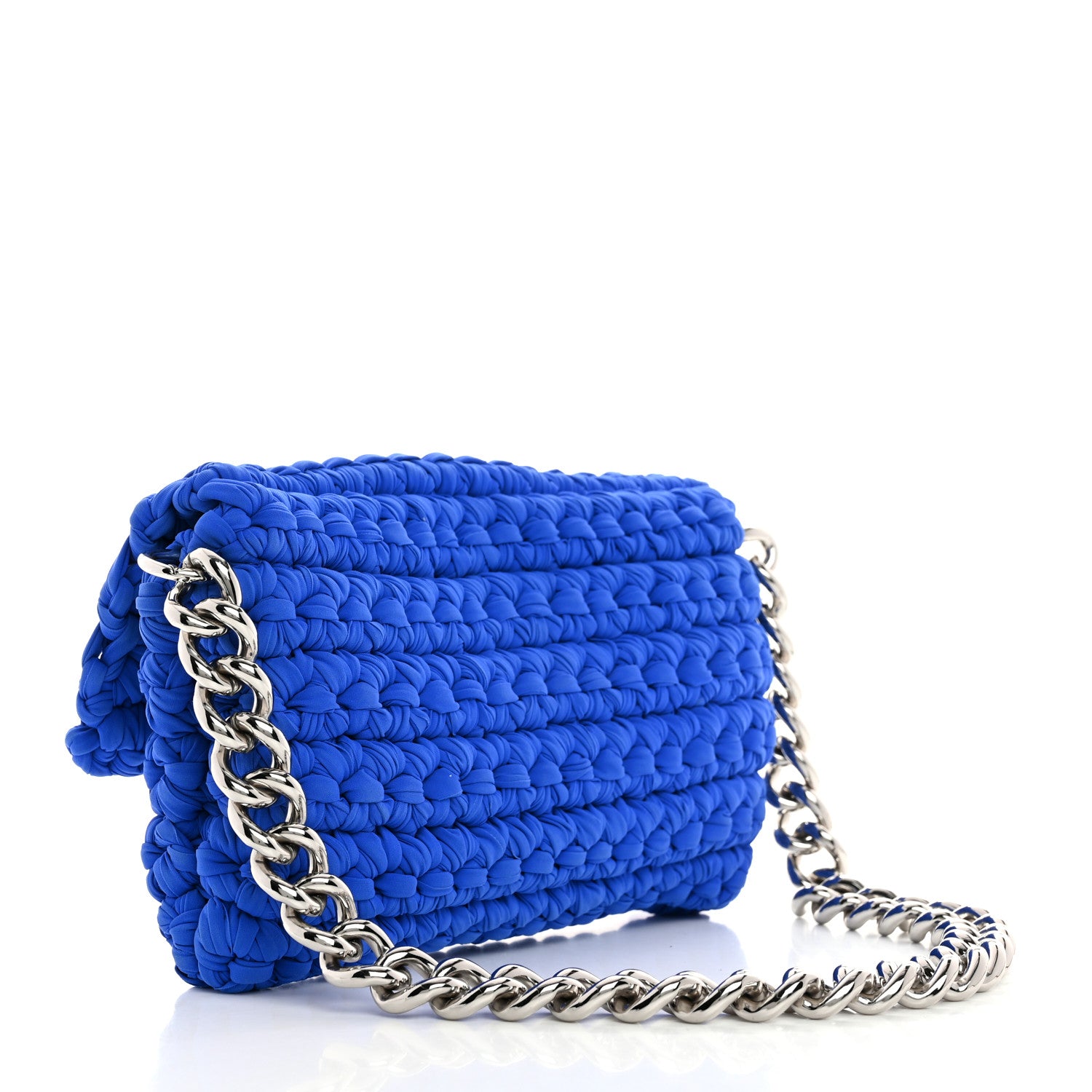 Chanel Woven Fabric Single Flap Blue 2 of 10