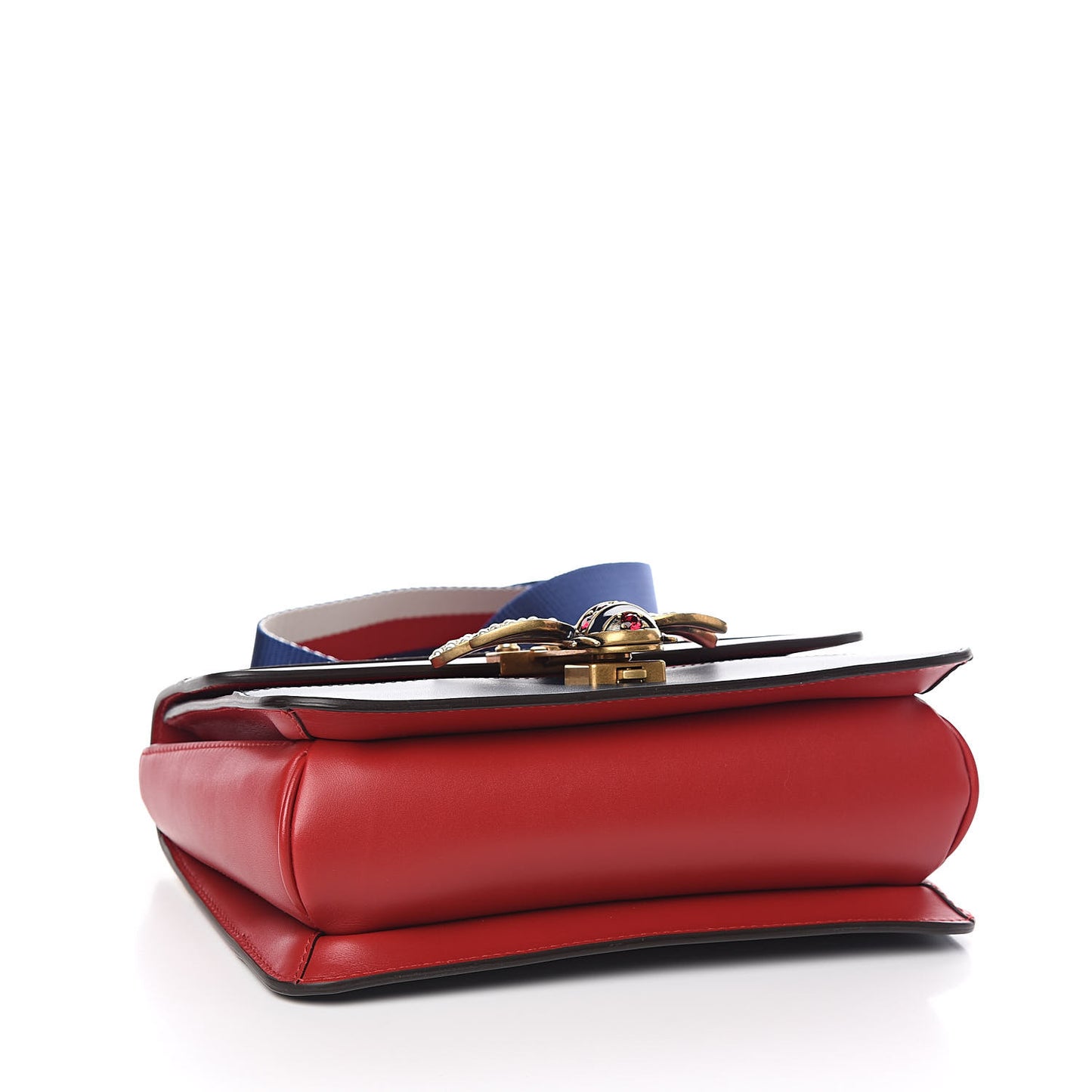 Calfskin Sylvie Web Queen Margaret Shoulder Bag Blue Agata Hibiscus Red Mystic White