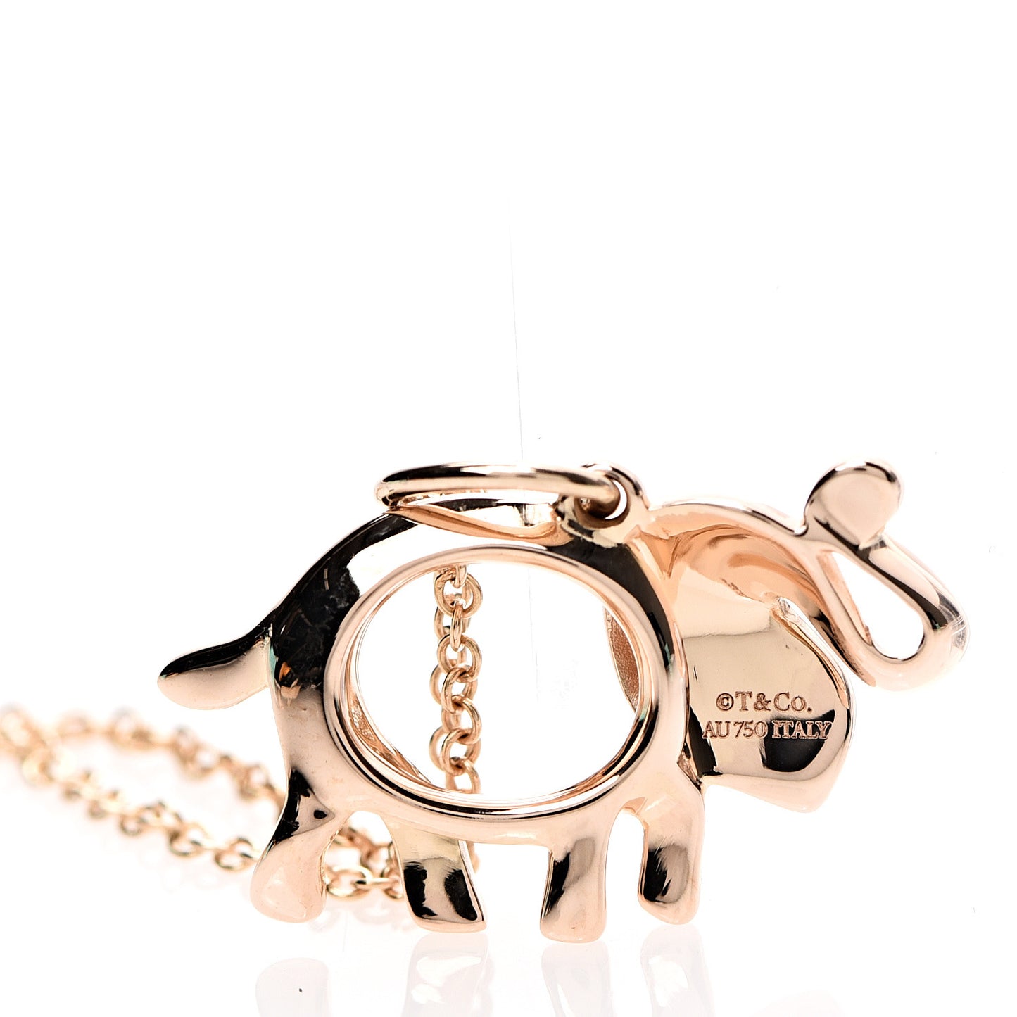 18K Rose Gold Diamond Save The Wild Elephant Pendant Necklace