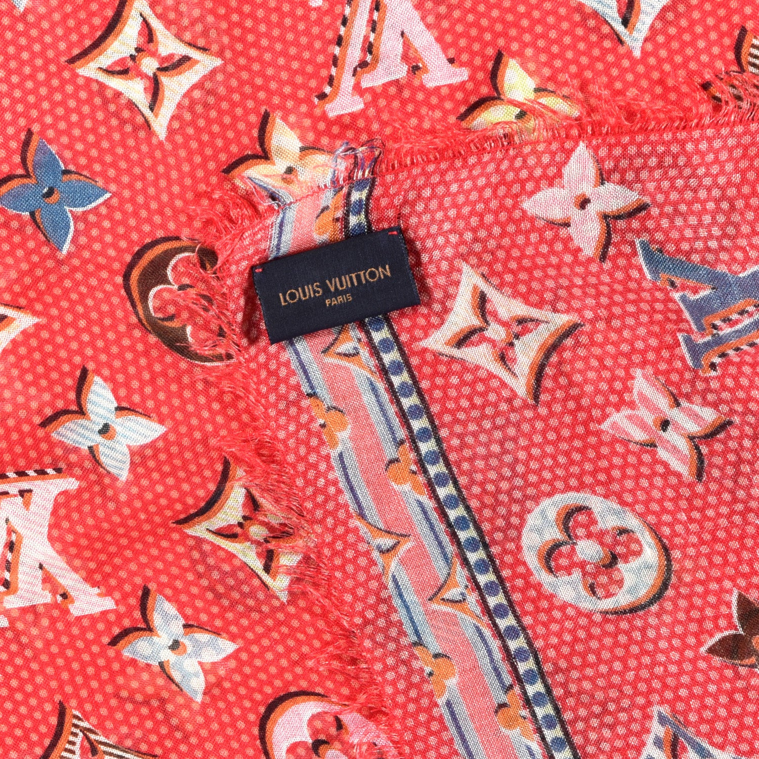 Louis Vuitton Silk Pop Monogram Shawl Red 3 of 3