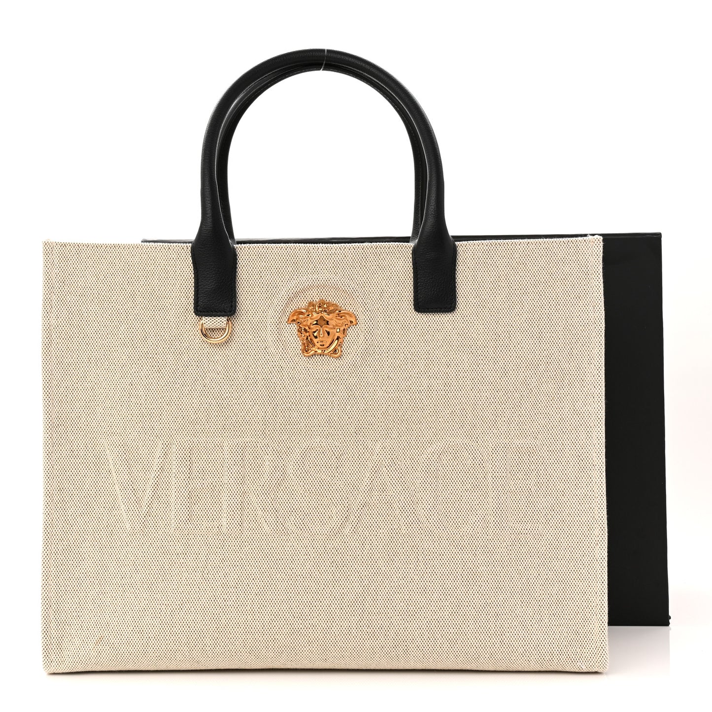Canvas Calfskin Large La Medusa Tote Bag Beige