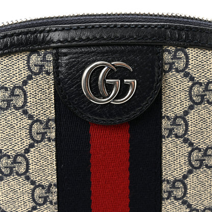Gucci GG Supreme Monogram Textured Dollar Calfskin Web Small Ophidia Dome Shoulder Bag Beige Blue 12 of 14