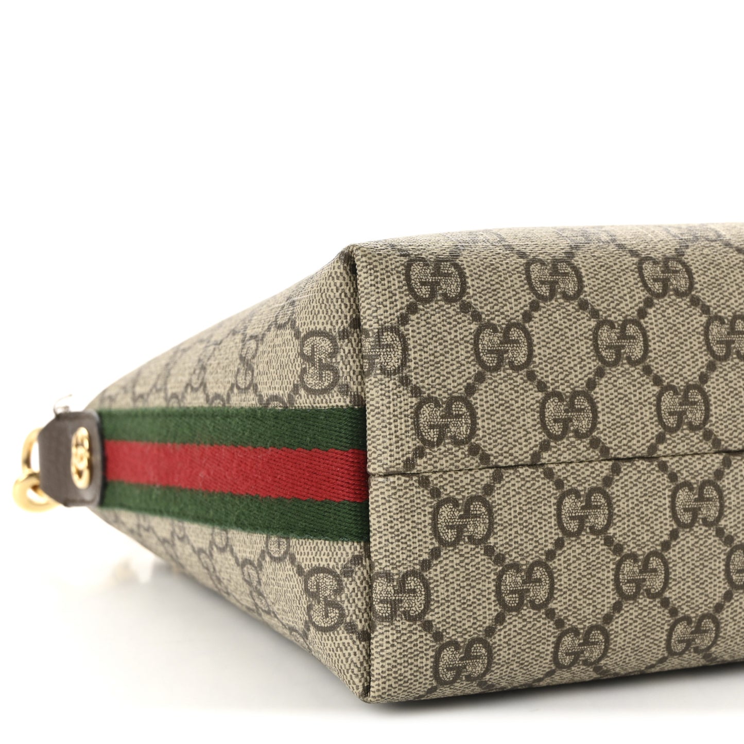 GG Supreme Monogram Textured Calfskin Web Super Mini Ophidia Shoulder Bag Beige Ebony New Acero