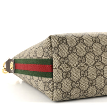 Gucci GG Supreme Monogram Textured Calfskin Web Super Mini Ophidia Shoulder Bag Beige Ebony New Acero 8 of 9