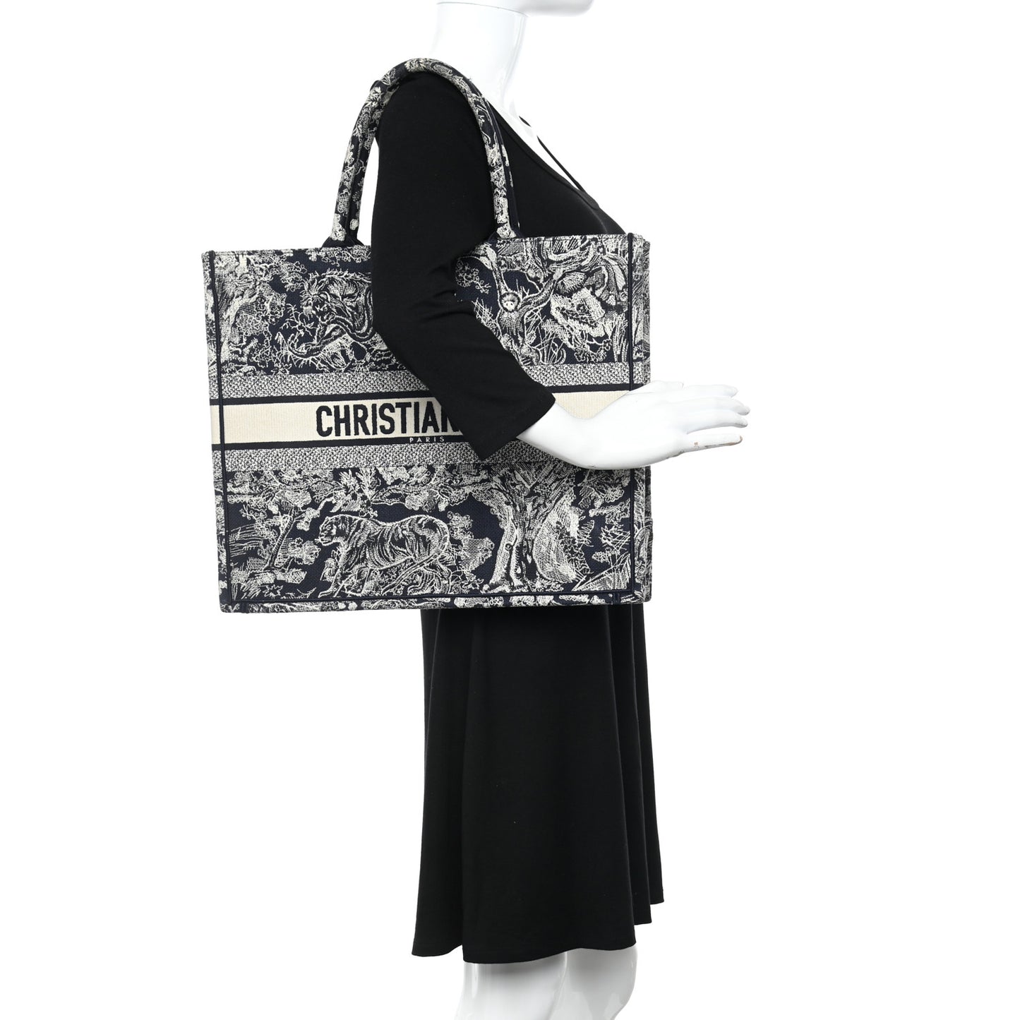 Canvas Embroidered Large Dioriviera Toile De Jouy Reverse Book Tote Blue