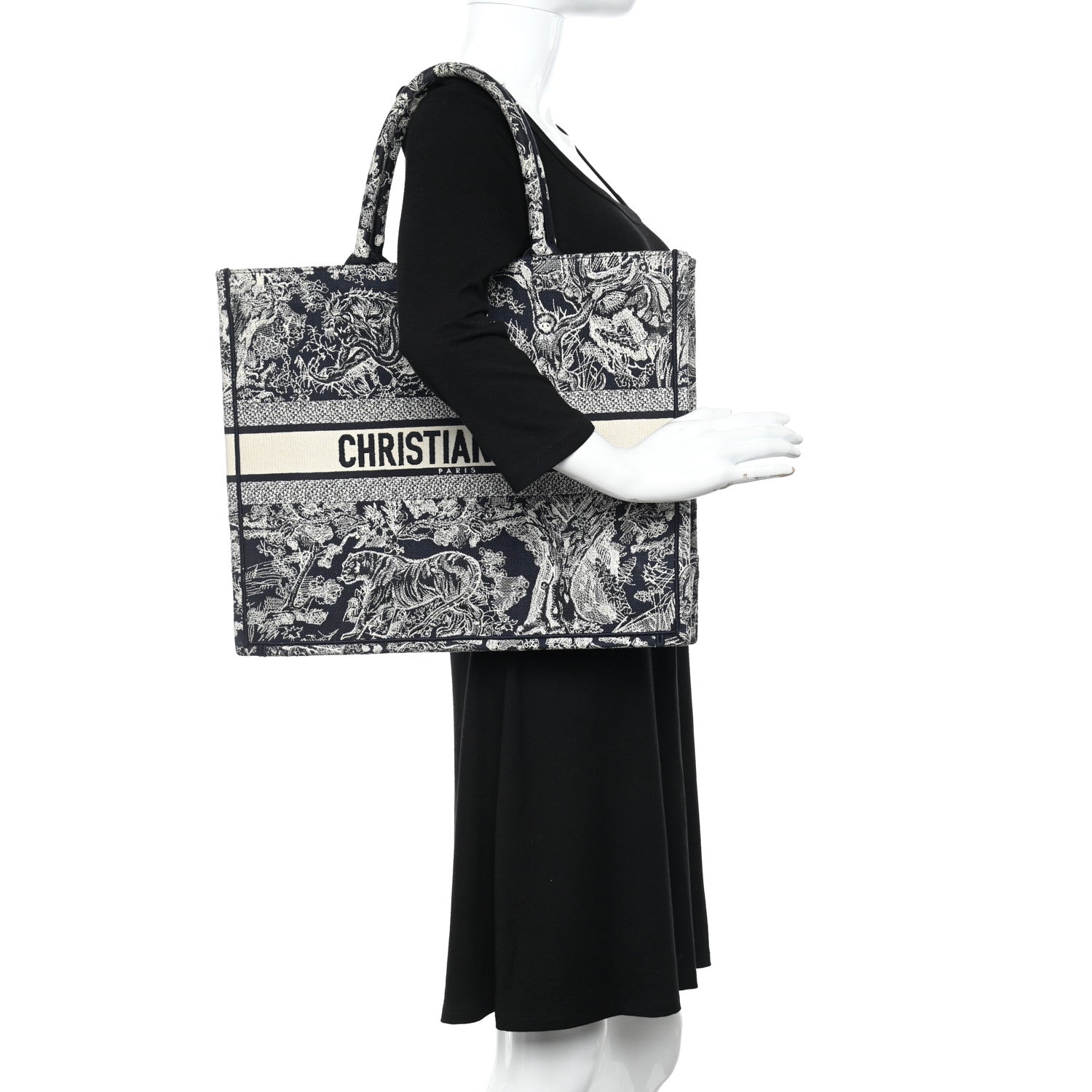 Christian Dior Canvas Embroidered Large Dioriviera Toile De Jouy Reverse Book Tote Blue 2 of 13