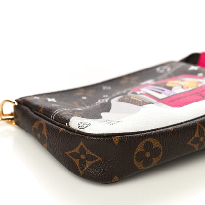 Louis Vuitton Monogram 2019 Christmas Animation Mini Courchevel Pochette Accessories Fuchsia 9 of 11