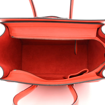 Celine Drummed Calfskin Micro Luggage Vermillion 5 of 8