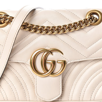 Gucci Calfskin Matelasse Mini GG Marmont Shoulder Bag White 9 of 12