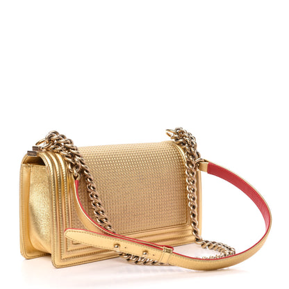 Chanel Metallic Lambskin Embossed Medium Cube Boy Flap Gold 4 of 13