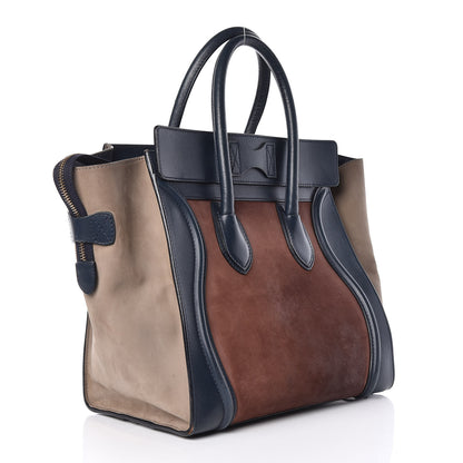 Celine Nubuck Smooth Calfskin Mini Tri-Color Luggage Marron 3 of 30