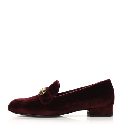 Chanel Velvet Moccasin Loafers 38 Burgundy 1 of 10