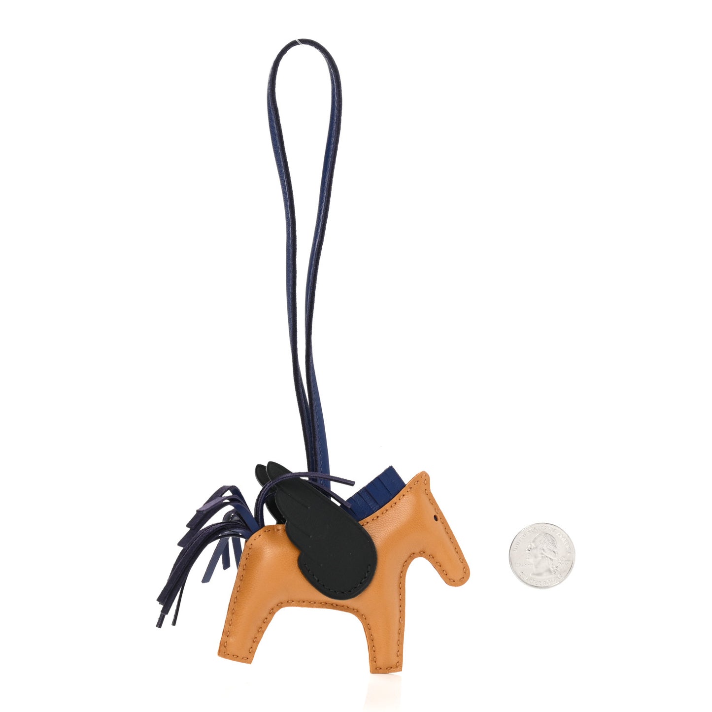 Milo Lambskin Grigri Rodeo Pegase Horse Bag Charm PM Sesame Black Bleu Saphir