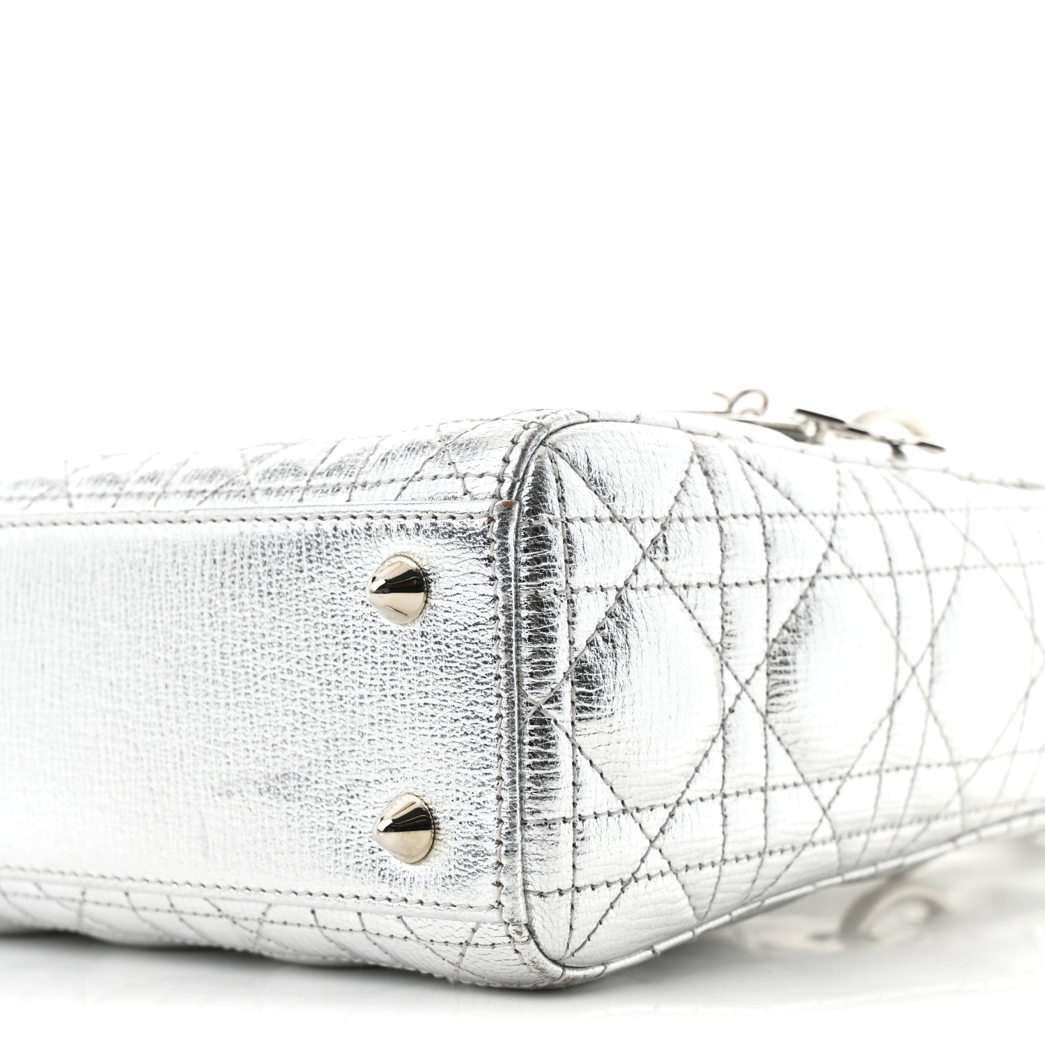 Christian Dior Metallic Grained Calfskin Cannage Small Lucky Badges My Lady Dior Silver 10 of 10