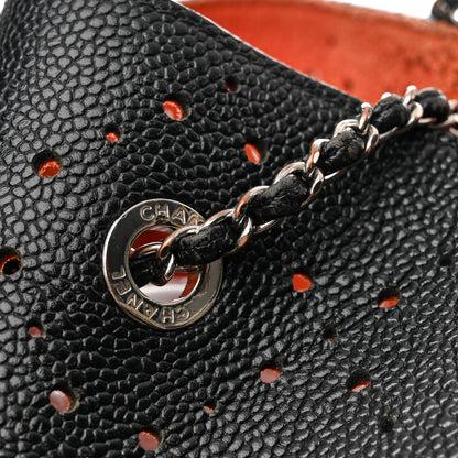 Chanel Caviar Perforated Drawstring CC Bag Black Orange 14 of 16