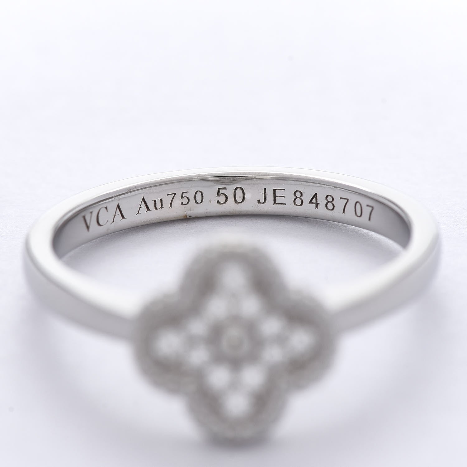 Van Cleef & Arpels 18K White Gold Diamond Sweet Alhambra Ring 50 5.25 5 of 6
