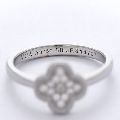 Van Cleef & Arpels 18K White Gold Diamond Sweet Alhambra Ring 50 5.25 5 of 6