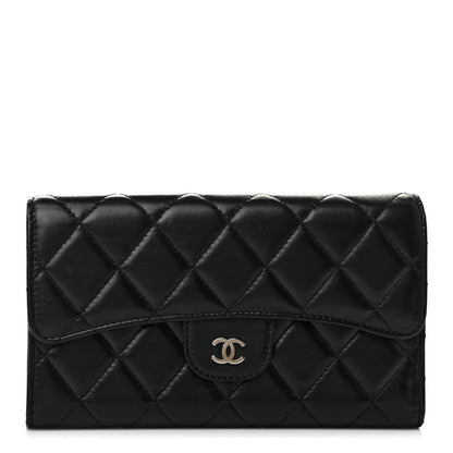 Chanel Lambskin Quilted Large Gusset Flap Wallet Black 1 of 7