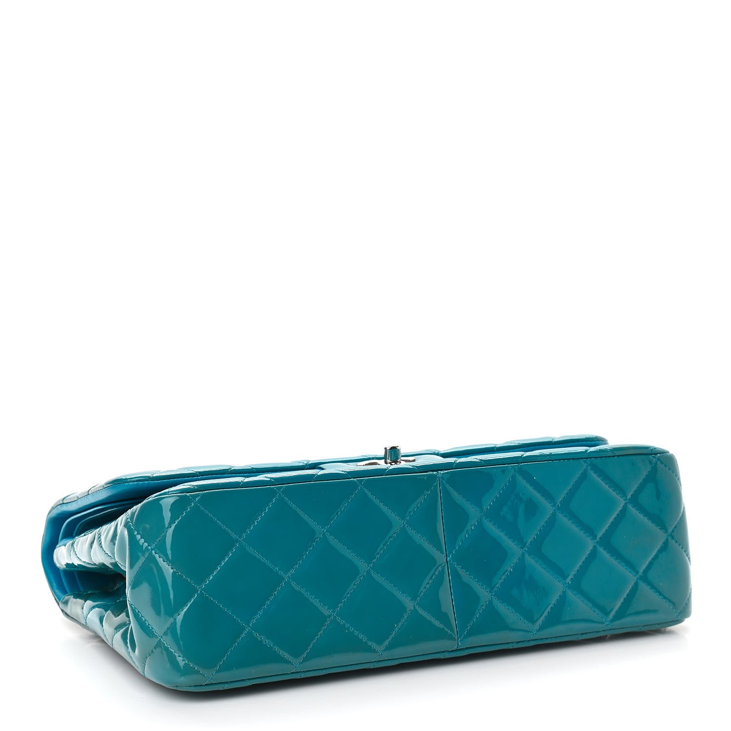 Chanel Patent Quilted Jumbo Double Flap Blue 4 of 10