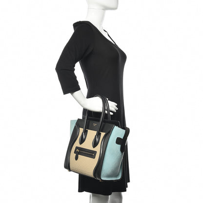 Celine Bullhide Drummed Calfskin Micro Tri-Color Luggage Antarctic 2 of 14