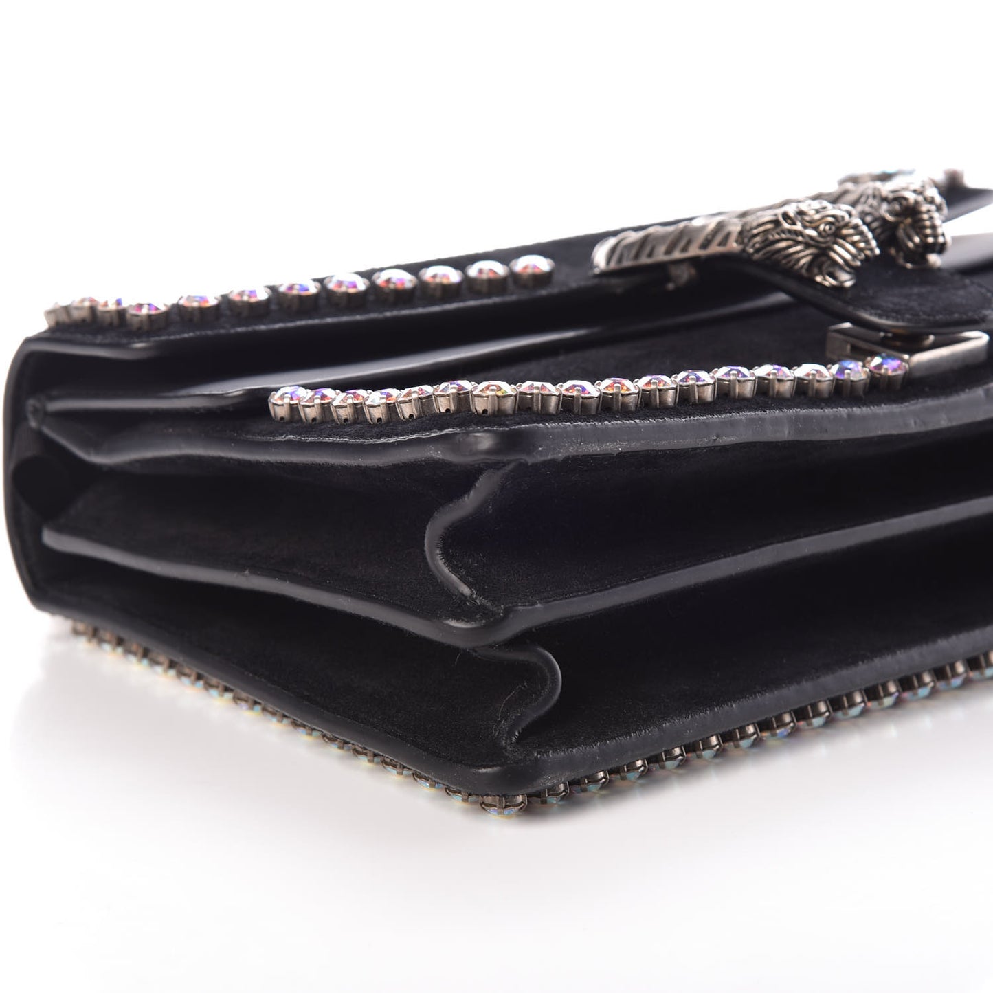 Suede Crystal Small Dionysus Shoulder Bag Black
