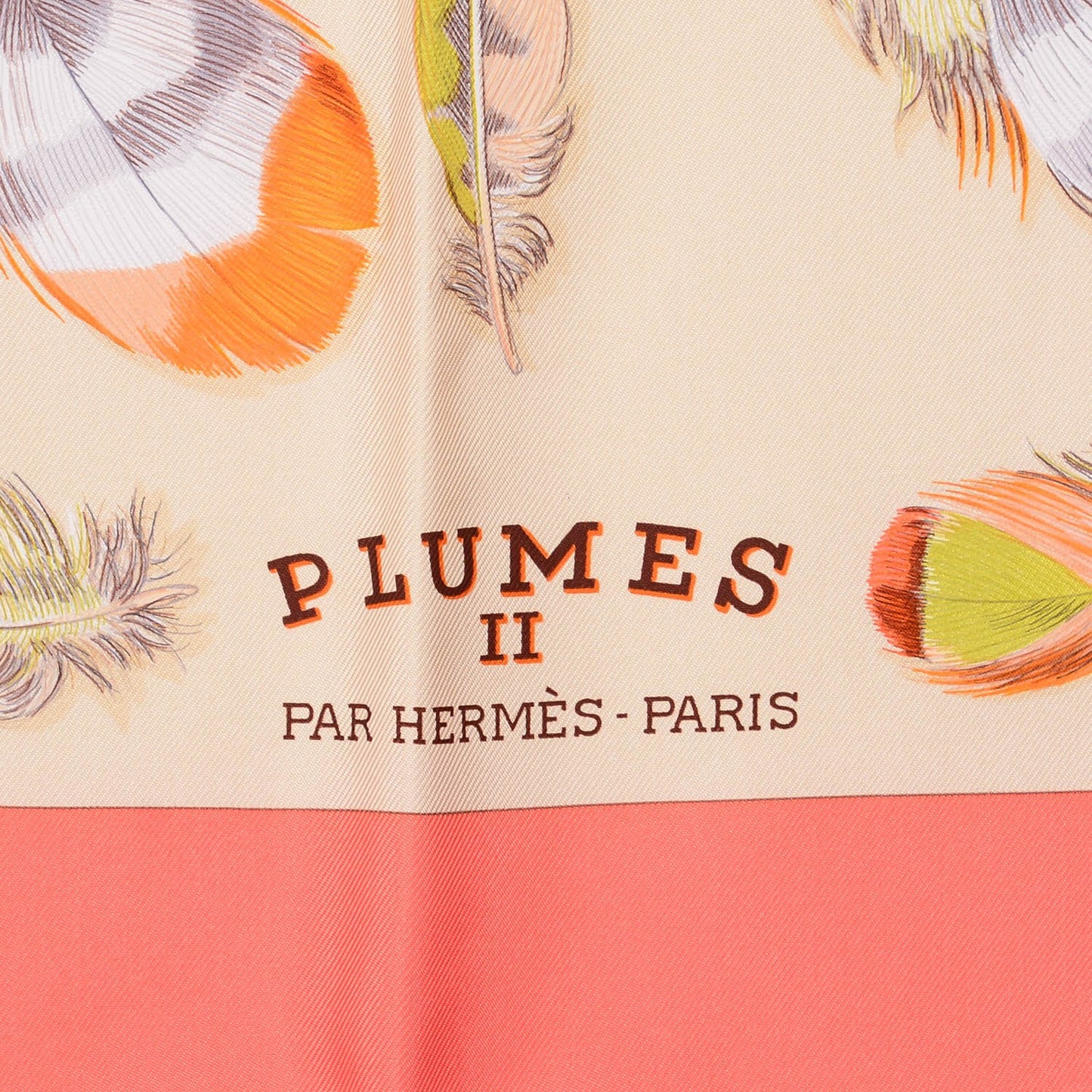 Silk Plumes II Scarf 90 Corail Beige Rose Pale