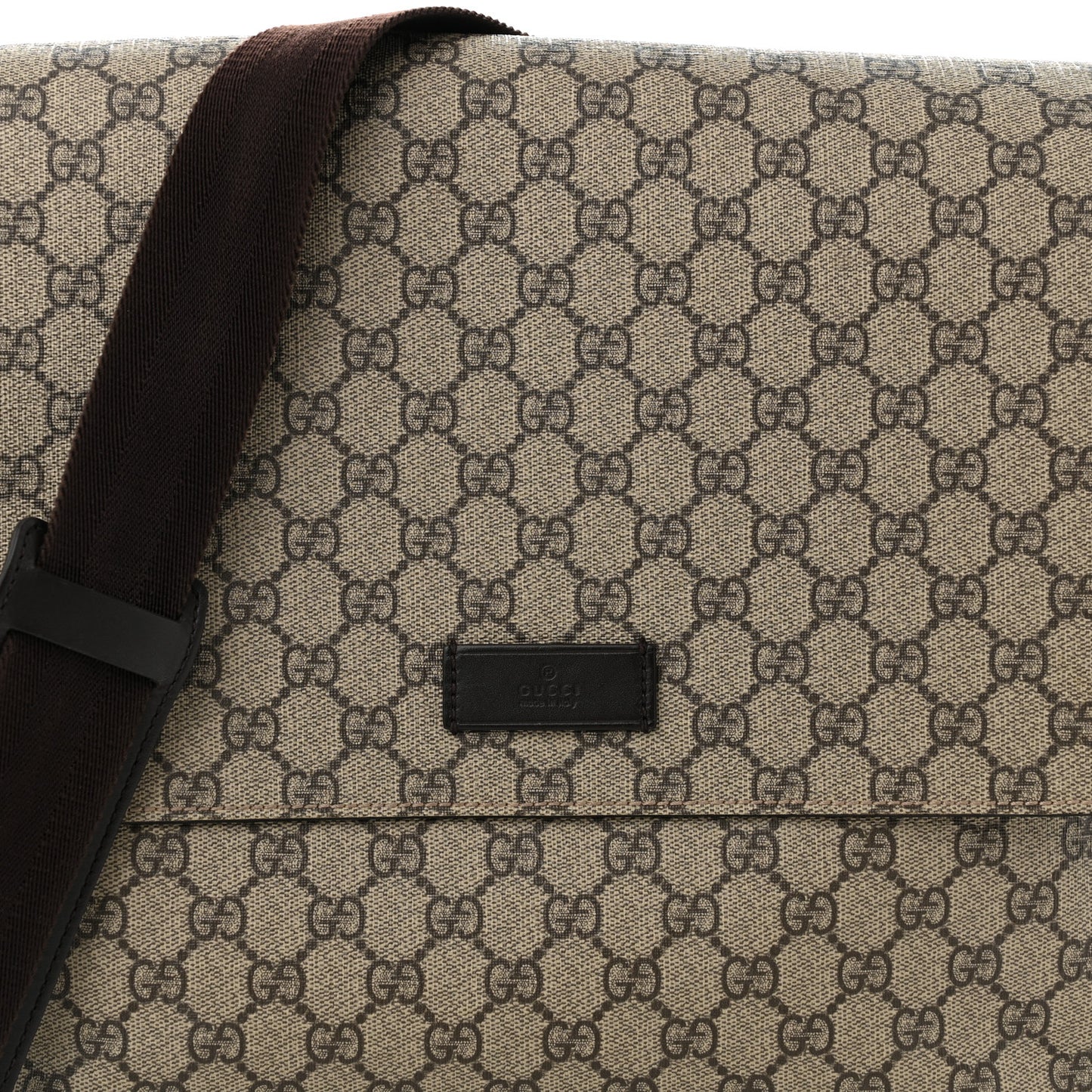 GG Plus Monogram Messenger Diaper Bag Dark Brown