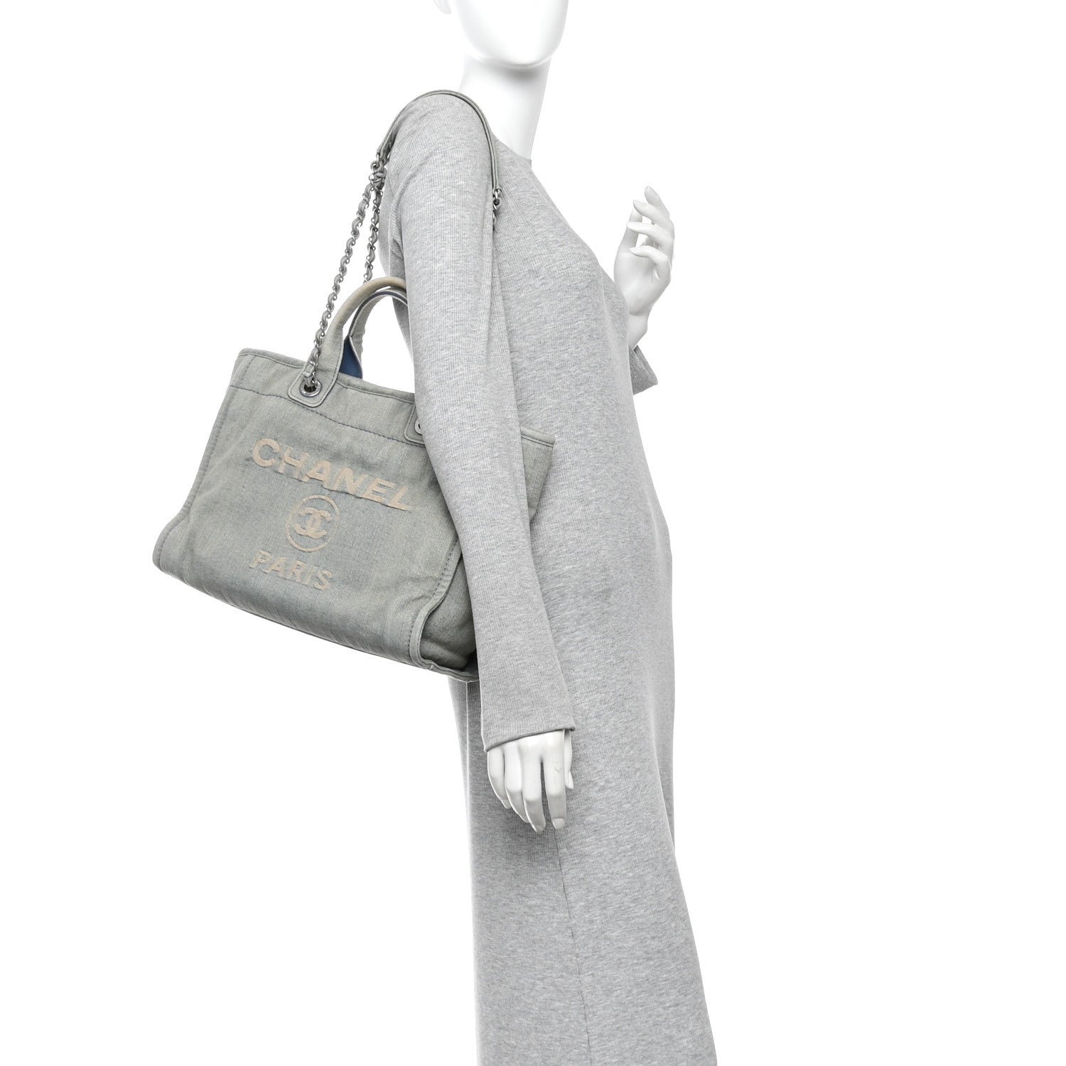 Chanel Denim Small Deauville Tote  Light Blue 2 of 12