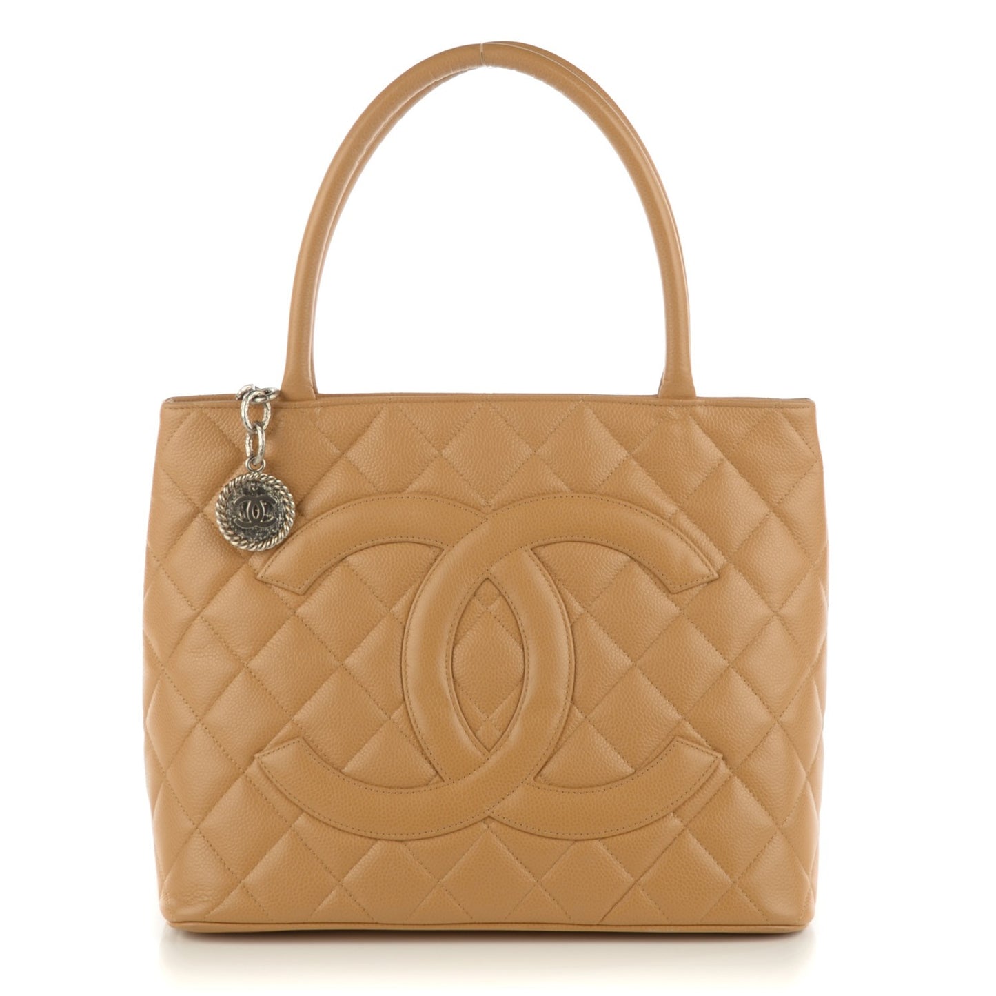 Caviar Quilted Medallion Tote Beige