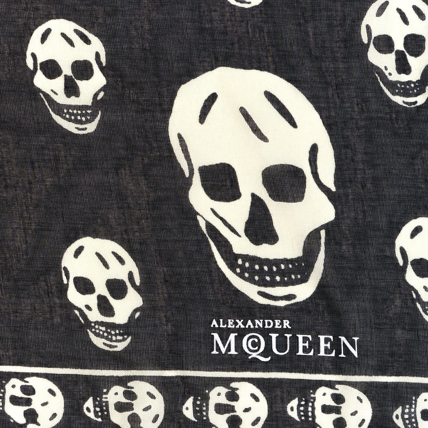 Silk Chiffon Skull Scarf Black Ivory
