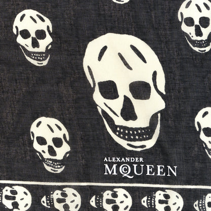 Alexander McQueen Silk Chiffon Skull Scarf Black Ivory 2 of 3