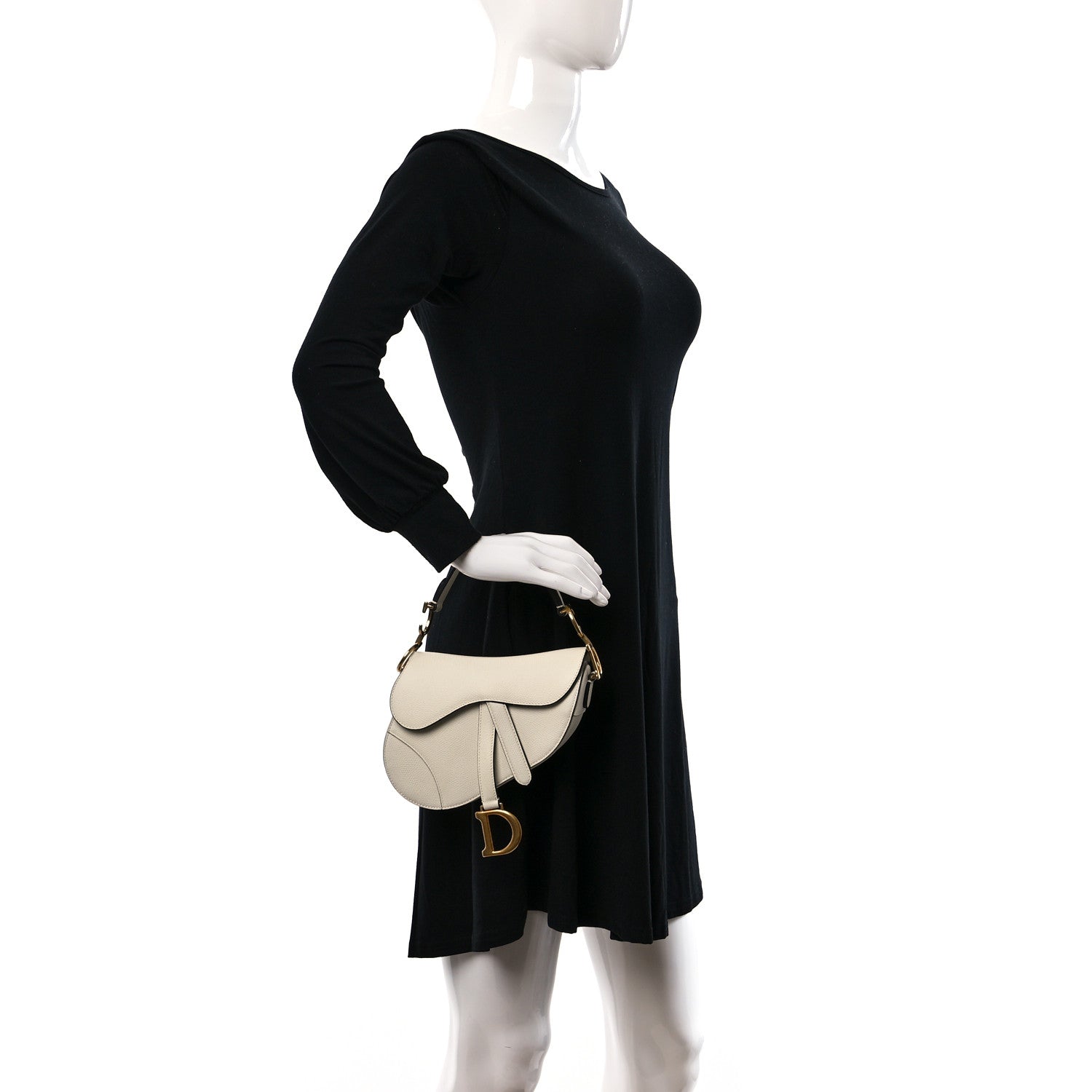 Christian Dior Grained Calfskin Mini Saddle Bag White 2 of 9