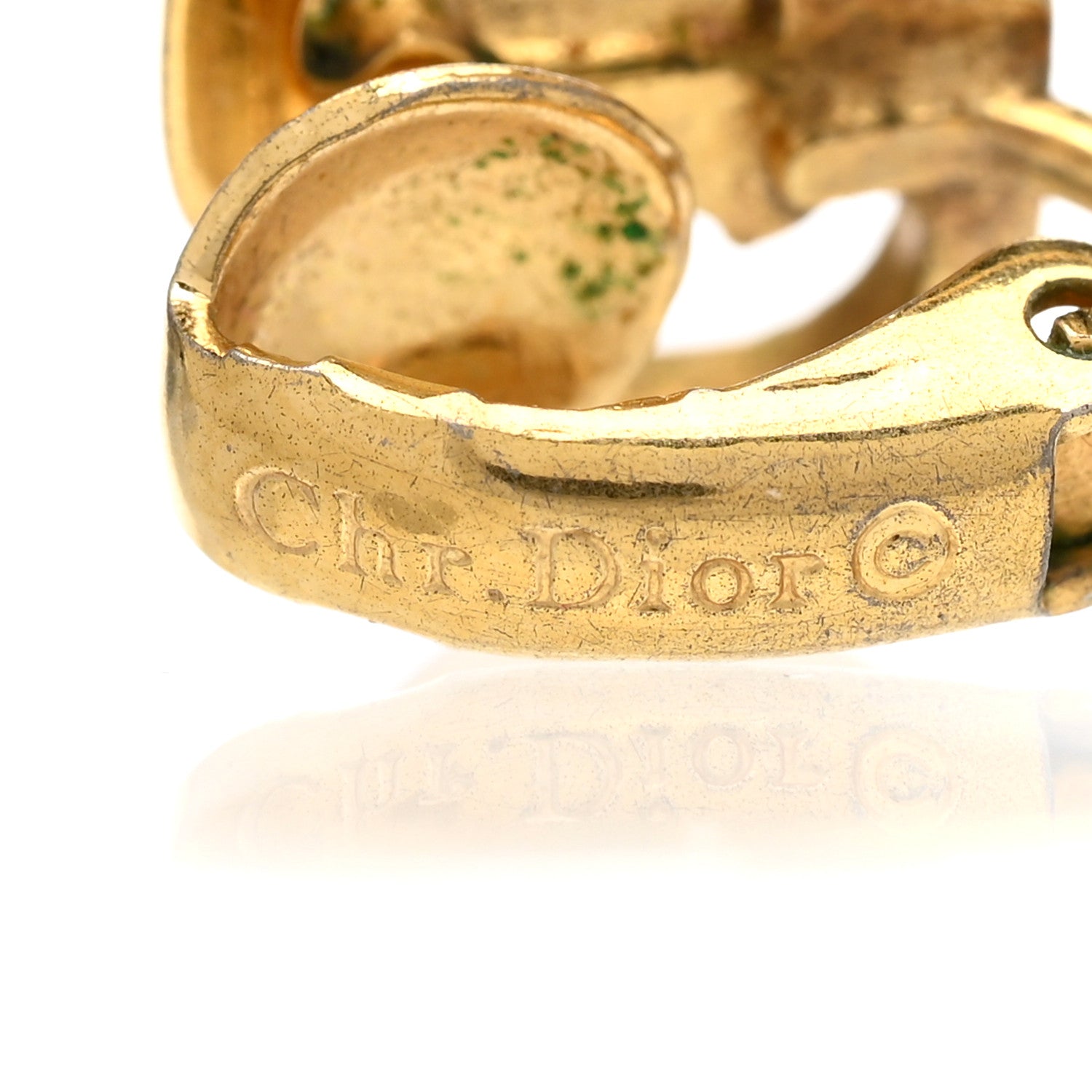 Christian Dior Metal CD Clip On Earrings Gold 4 of 4