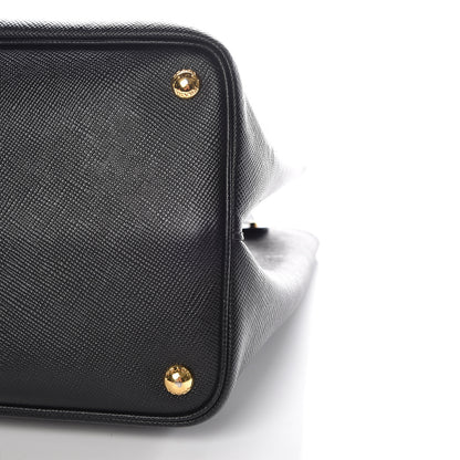 Prada Saffiano Cuir Large Double Bag Black Fuoco 6 of 18