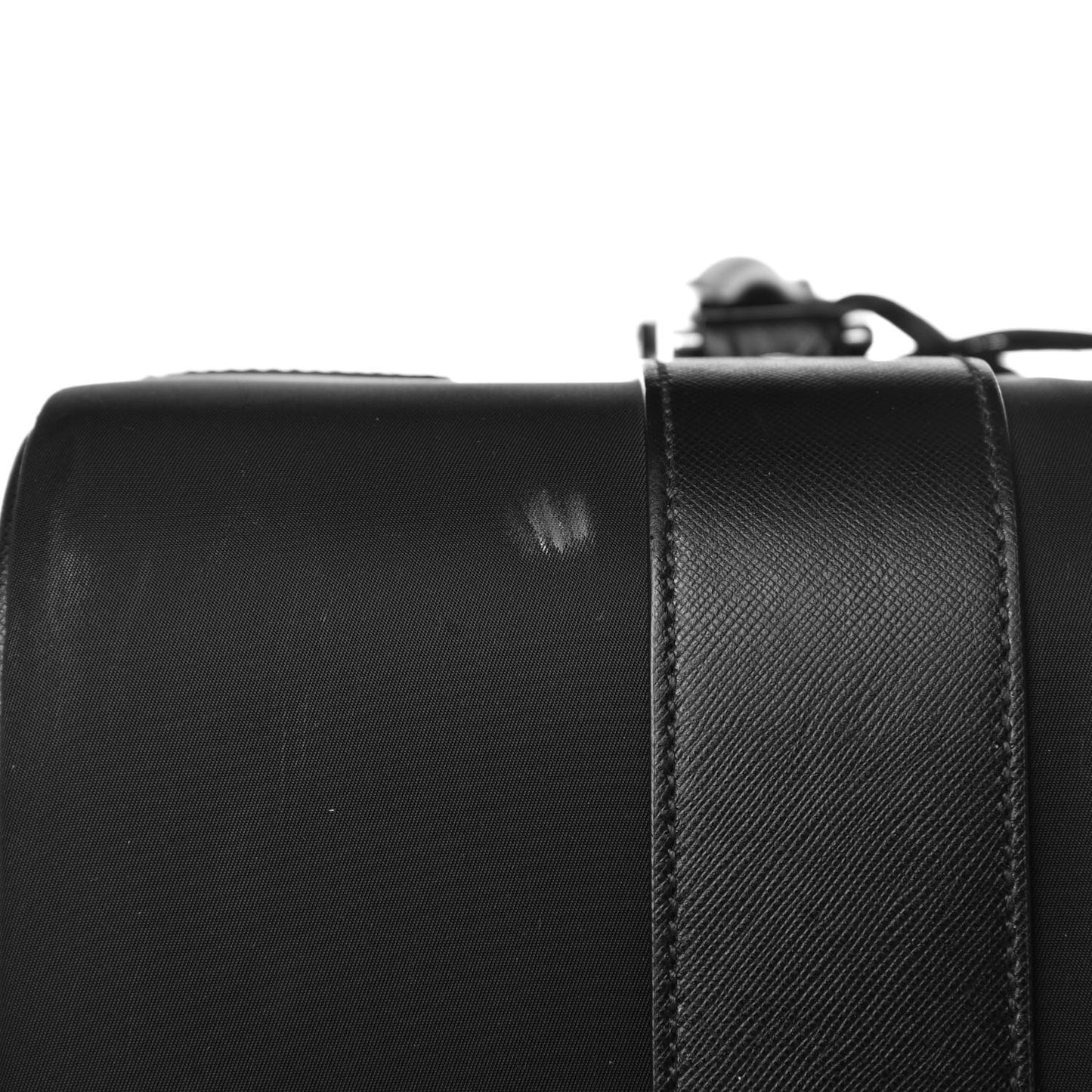 Tessuto Nylon Saffiano Trolley Luggage Black