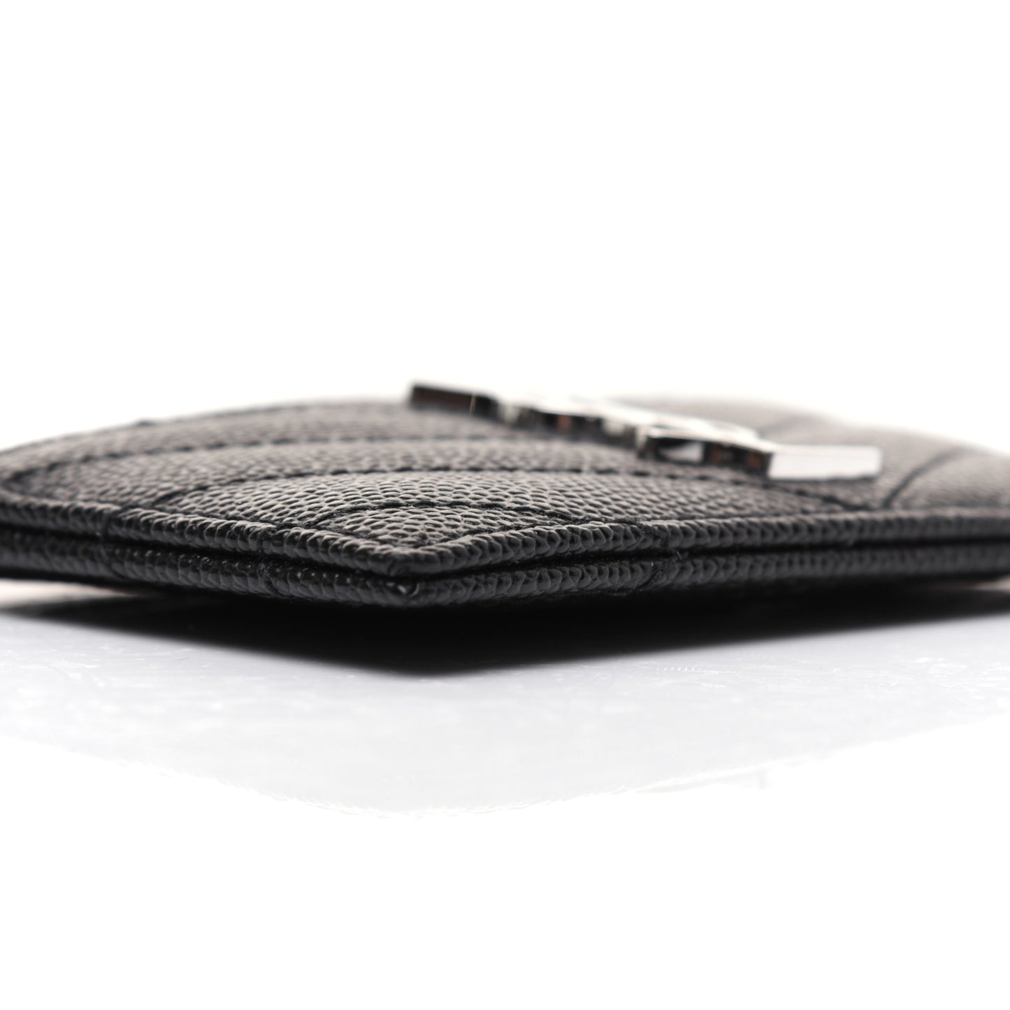 Grain De Poudre Matelasse Chevron Monogram Credit Card Case Black