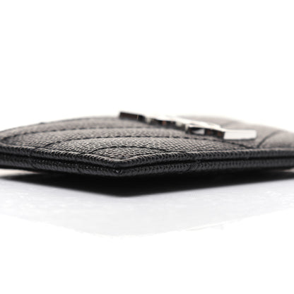 Saint Laurent Grain De Poudre Matelasse Chevron Monogram Credit Card Case Black 6 of 12
